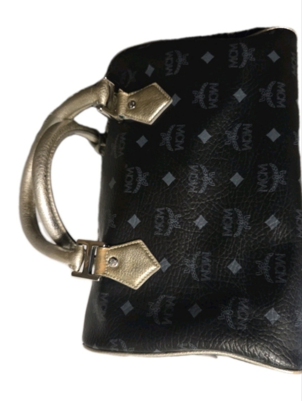 RARE MCM Princess Lion Black Satchel with Pink & Yellow Stripe and Gold Accents - Picture 4 of 17
